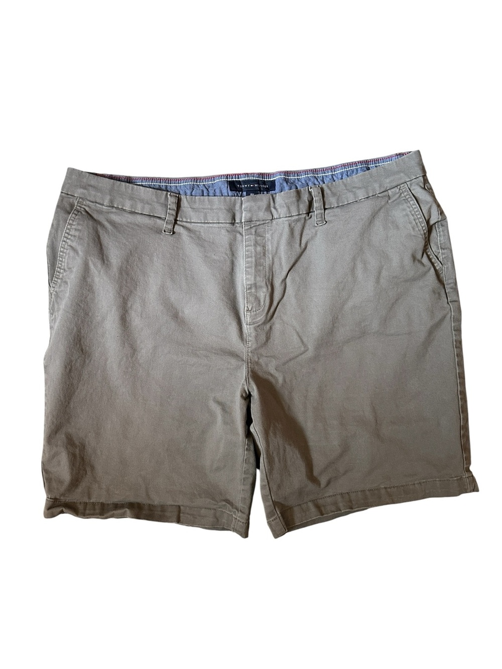 Tommy Hilfiger Women’s Khaki Stretch Chino Shorts Size 18W Plus Cotton Blend